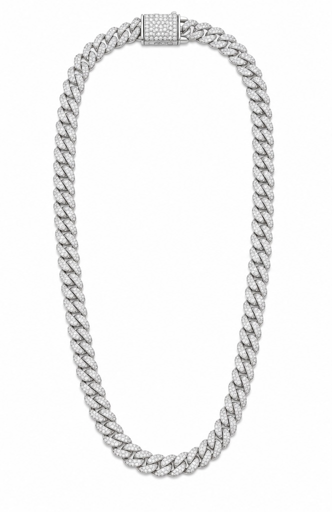 Iced Out Cuban Link Silver Chain for Men | 925 Sterling Silver CH476