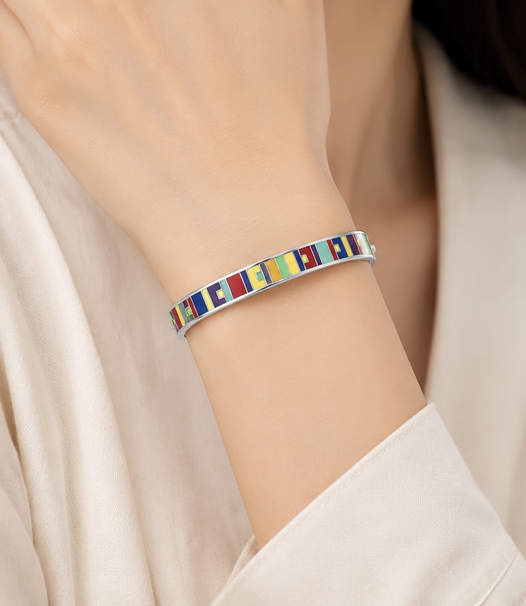 Multicolor Enamel Silver Bracelet Kada for Women | 925 Sterling Silver KADA156