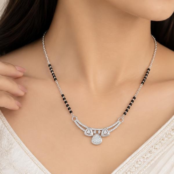 925 Sterling Silver Mangalsutra for Women – Triple Drop Pendant MS047
