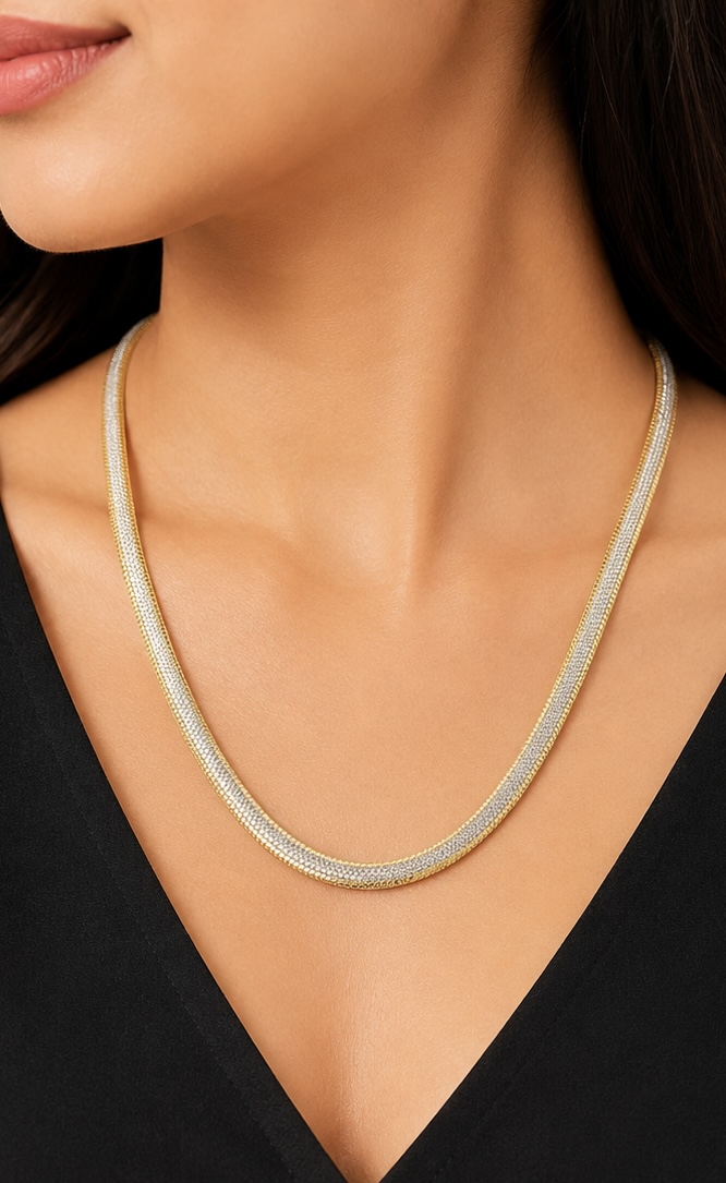925 Sterling Silver Gold-Tone Italian Chain for Women CH570