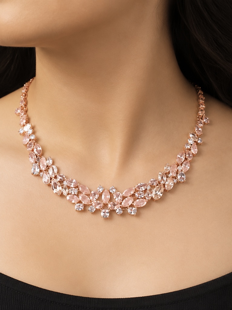 Radiate Every Moment – 925 Sterling Silver Rose Gold Necklace for Women | Elegant Statement Jewellery