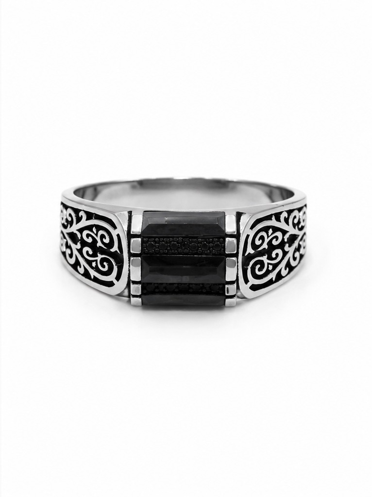 Black Turkish 925 Silver Men’s Ring | Premium Oxidized Designer Ring GR0089