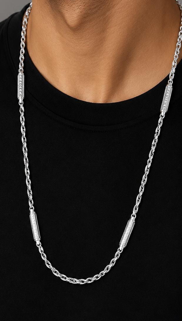Timeless 925 Silver Men’s Chain with Rhodium Polish CH651