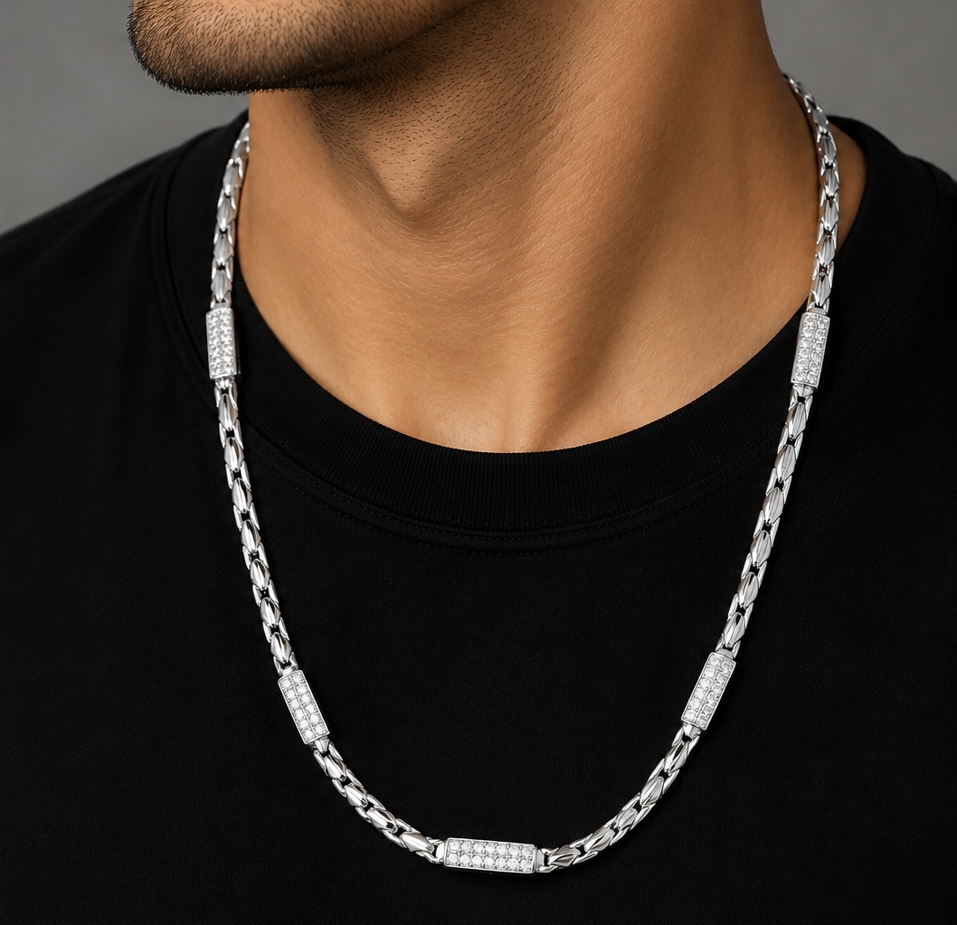Daily Wear Men’s White Rhodium Silver Chain | 925 Sterling Silver Chain for Men Ch558
