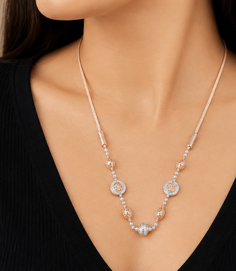 925 Sterling Silver Rose Gold Italian Chain for Women | Elegant Daily Wear Necklace CH563