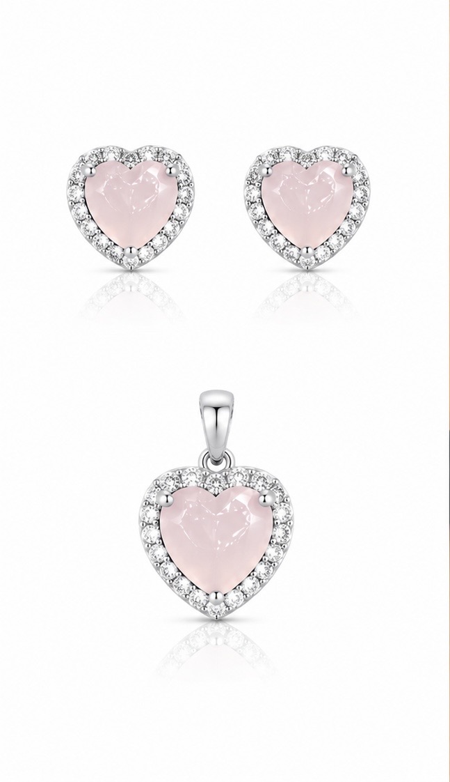 925 Sterling Silver Heart Shaped Chain Pendant Set with Earrings | Daily Wear Jewellery Set PS066