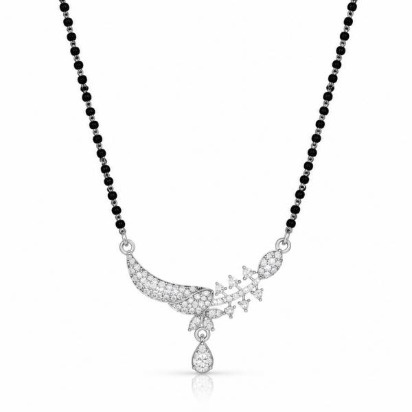 925 Sterling Silver Mangalsutra for Women – Floral Leaf Designer Pendant MS040