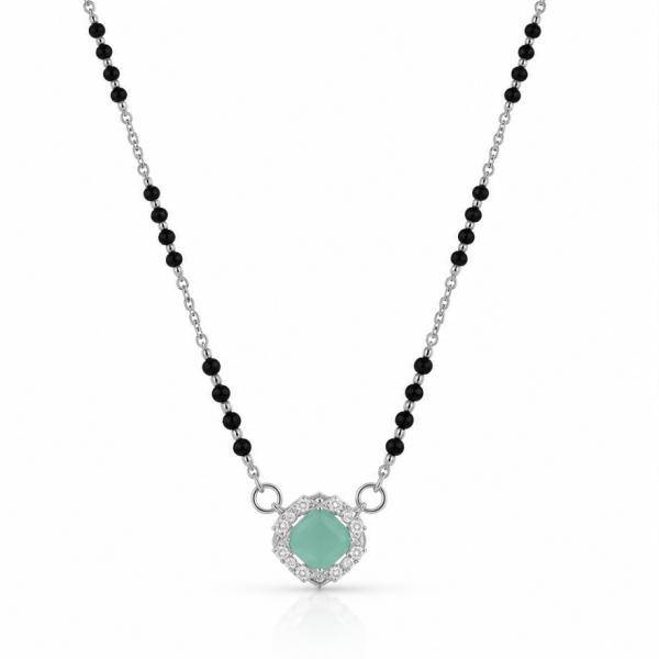 925 Silver Mangalsutra for Women – Green Stone Designer Pendant MS059