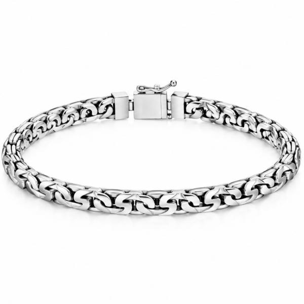 Men’s 925 Sterling Silver Interlocking Link Bracelet | Modern Designer Silver Bracelet for Men BR302